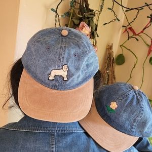 Cute jean denim hats caps dog puppy patch